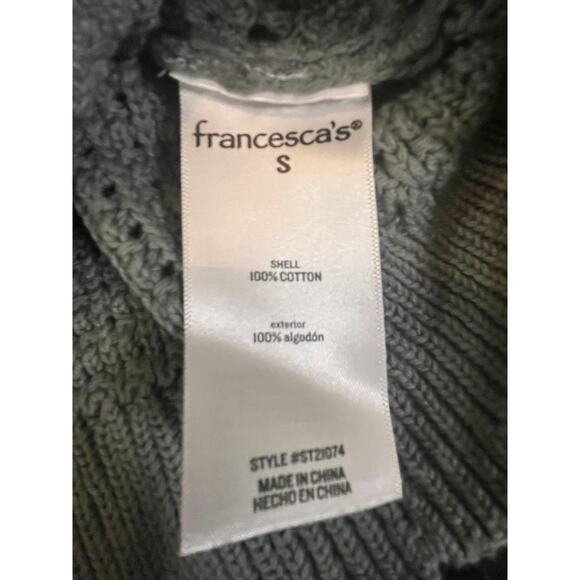 Francesca’s Sage Green Crochet Sweater Top - Scallop Hem - Picture 7 of 8